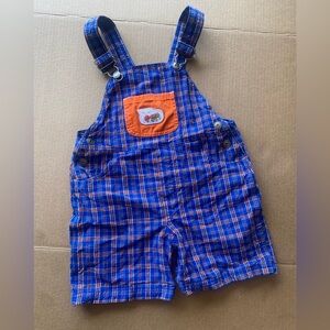 Simply Basic Vintage Y2K kids BUG overalls Ant Plaid Cotton 4t Blue Orange